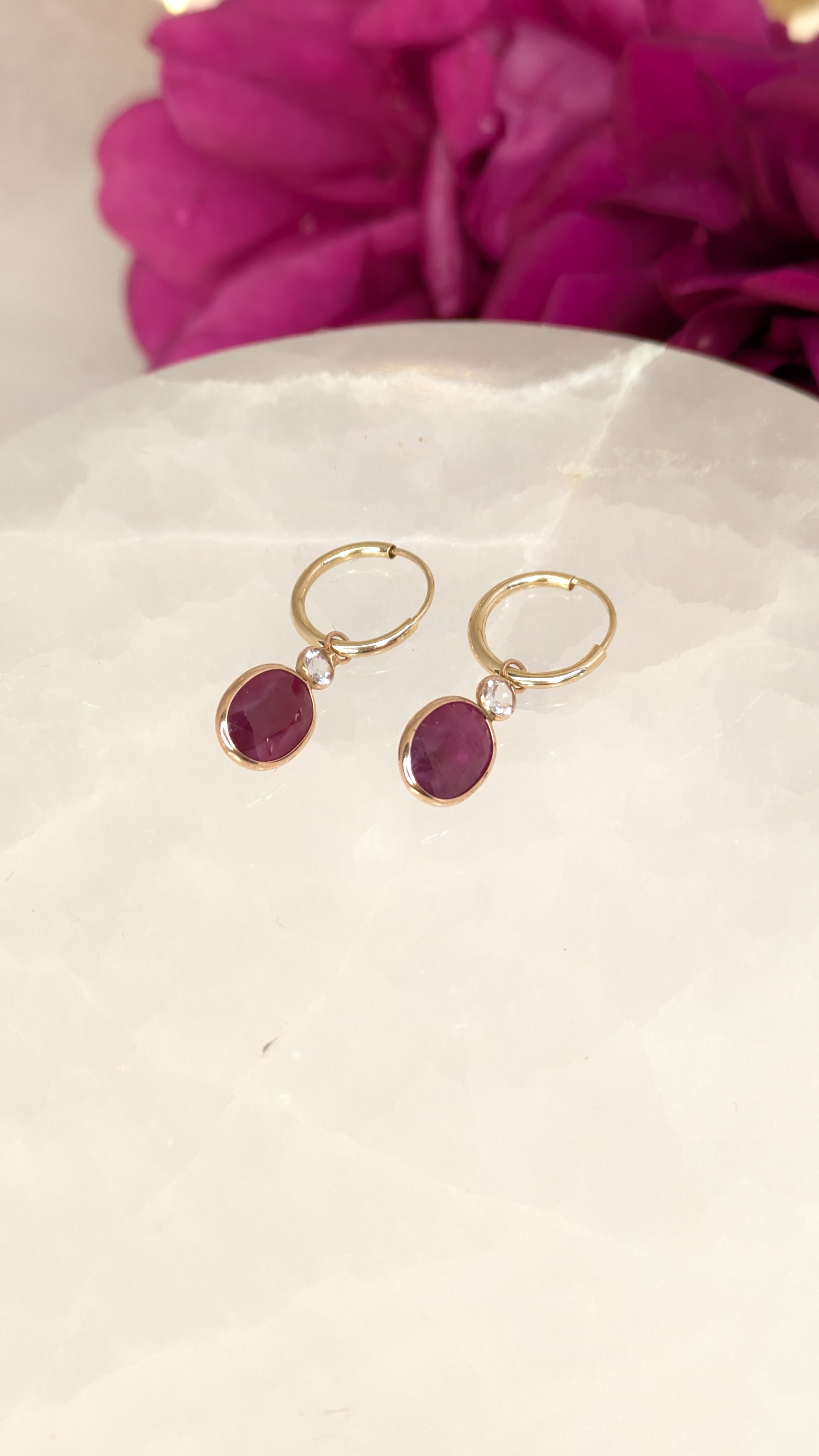 Burmese Rubies and diamond hoops